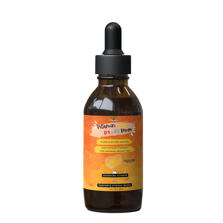🌞 Vitamin D3 10,000 IU + K2 Drops – High-Potency Liquid for Bone, Heart & Immune Support (2 fl oz)
